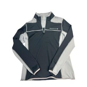 Vineyard Vines Pullover Mens Performance Jacket Quarter Zip Gray & Black Medium